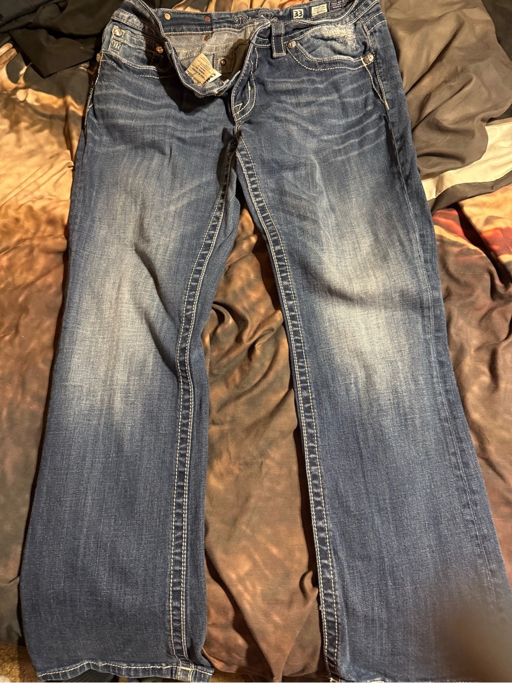 Miss Me Boot Cut Jeans in Faded Blue Wash
